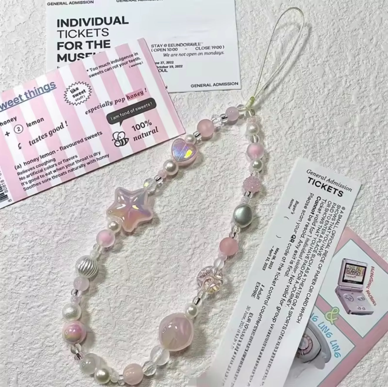 Pink Crystal Beaded Wrist Strap