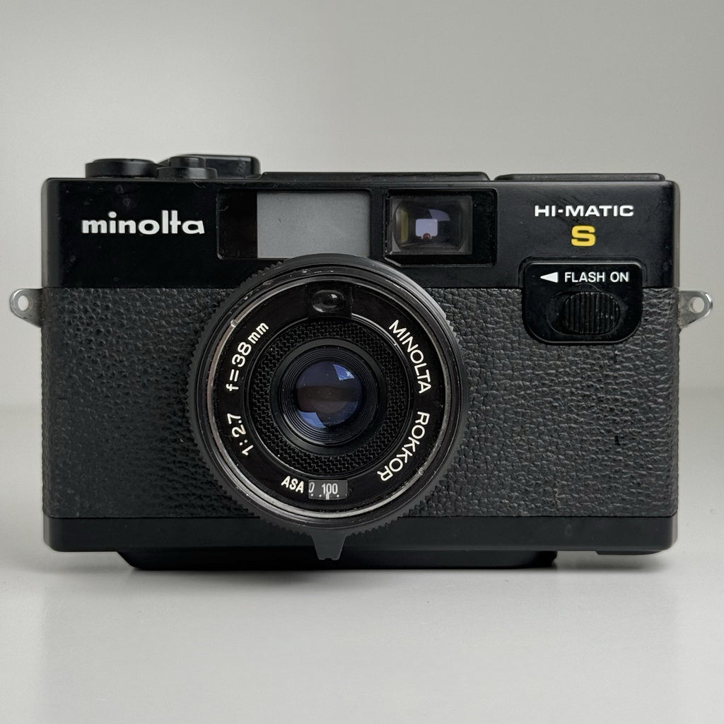 Minolta Hi-Matic S Black Compact 35mm Film Camera + Case