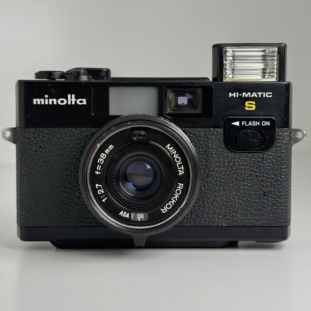 Minolta Hi-Matic S Black Compact 35mm Film Camera + Case