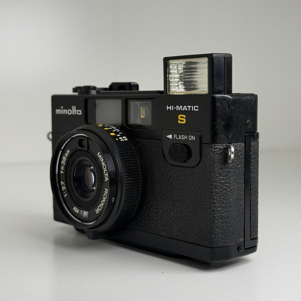 Minolta Hi-Matic S Black Compact 35mm Film Camera + Case