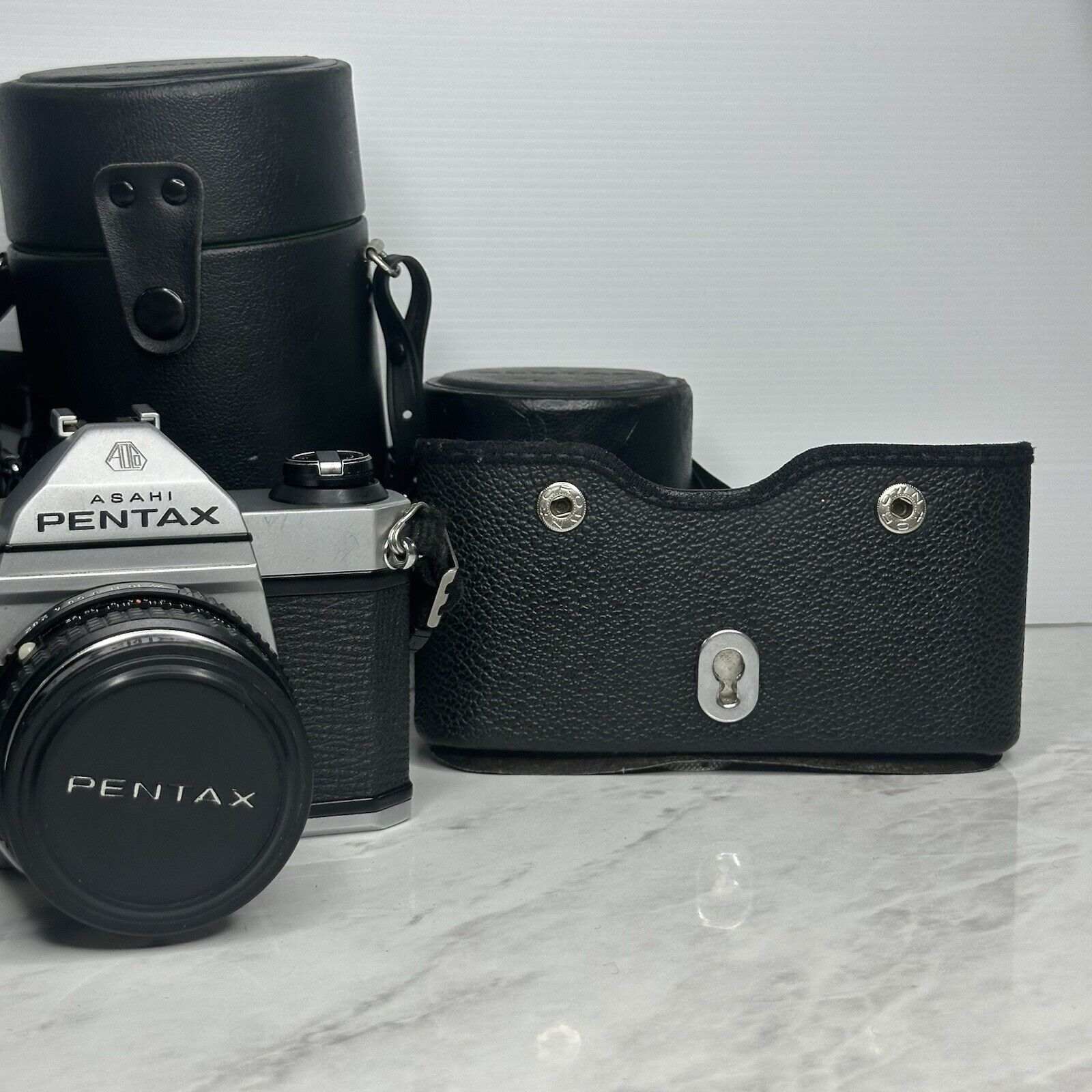 Pentax K1000 Black Silver 35mm Film Camera + 3 Lenses