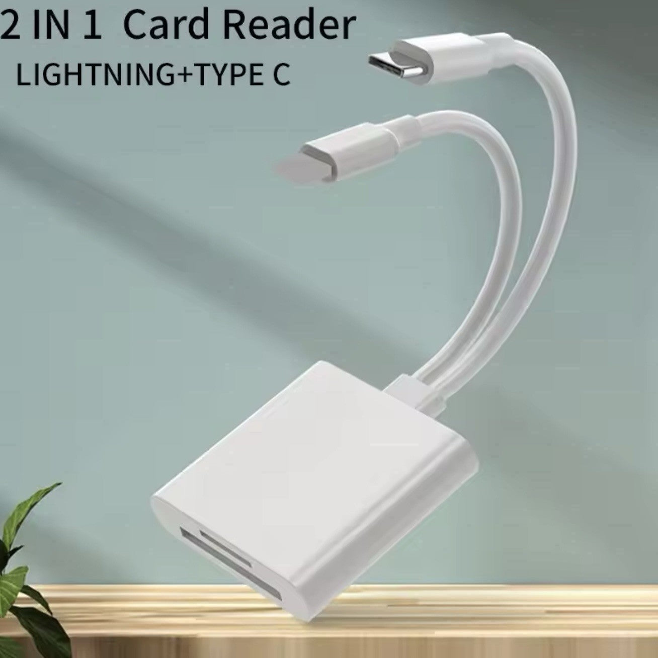 SD Card Reader with USB-C and Lightning 2in1 Cable Memory Card Reader