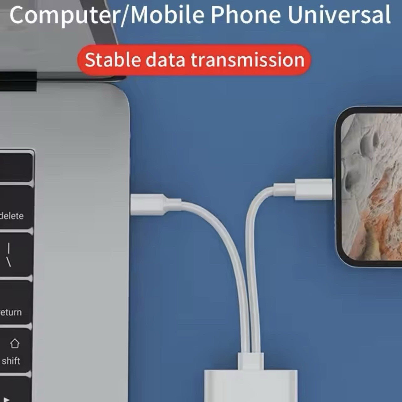 SD Card Reader with USB-C and Lightning 2in1 Cable Memory Card Reader