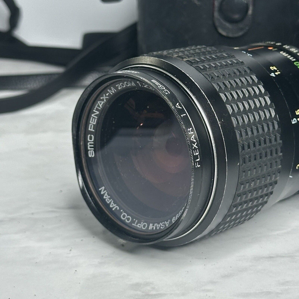 Pentax K1000 Black Silver 35mm Film Camera + 3 Lenses