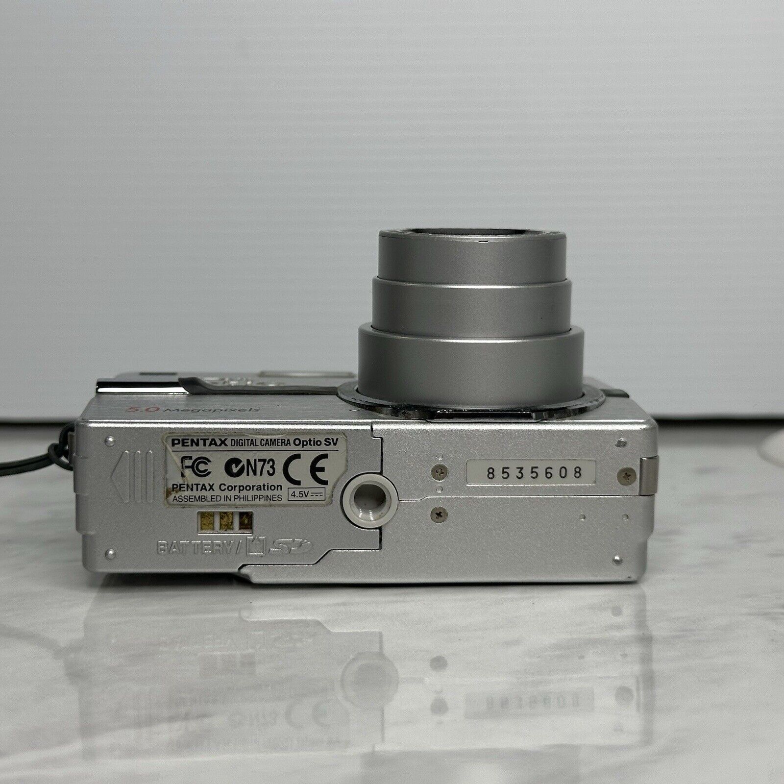 Pentax Optio SV Silver Compact Digital Camera FOR PARTS ONLY!