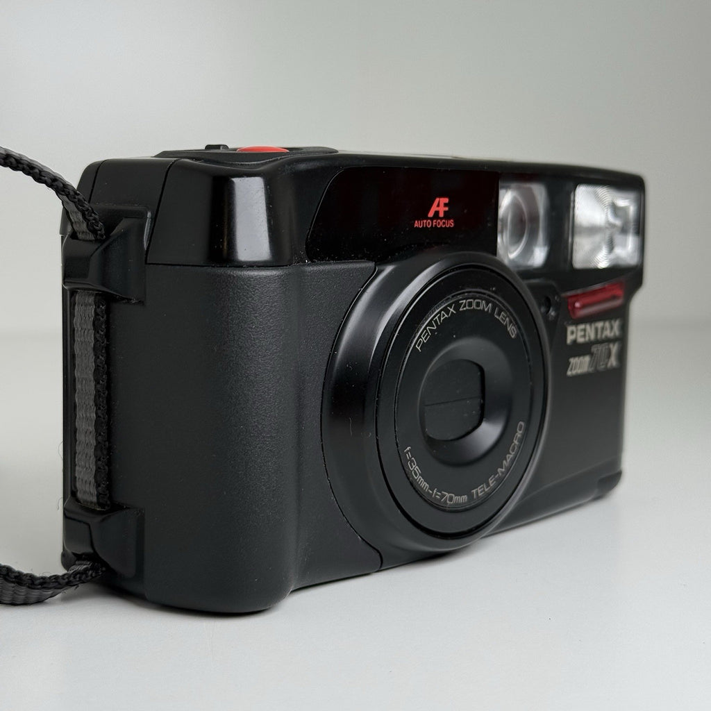 Pentax Zoom 70-X Date Black 35mm Film Camera + Case