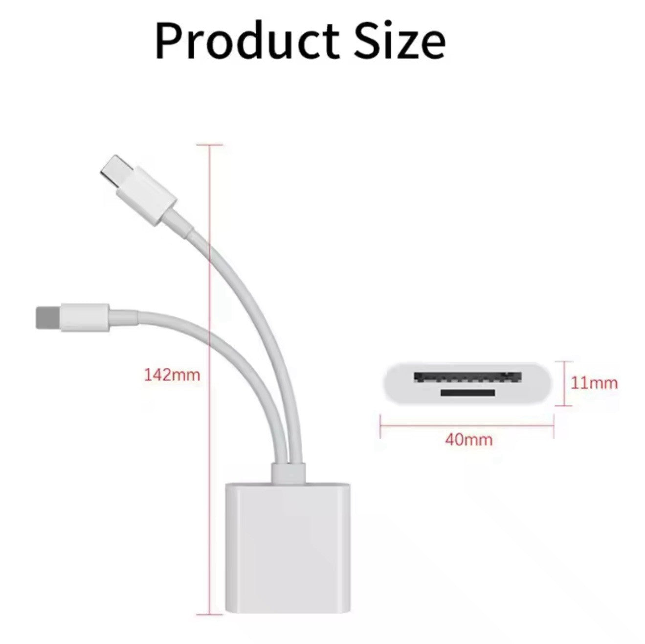SD Card Reader with USB-C and Lightning 2in1 Cable Memory Card Reader