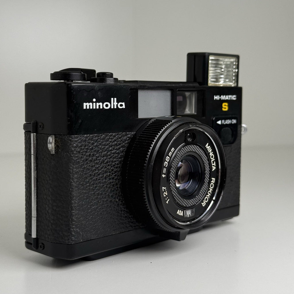 Minolta Hi-Matic S Black Compact 35mm Film Camera + Case