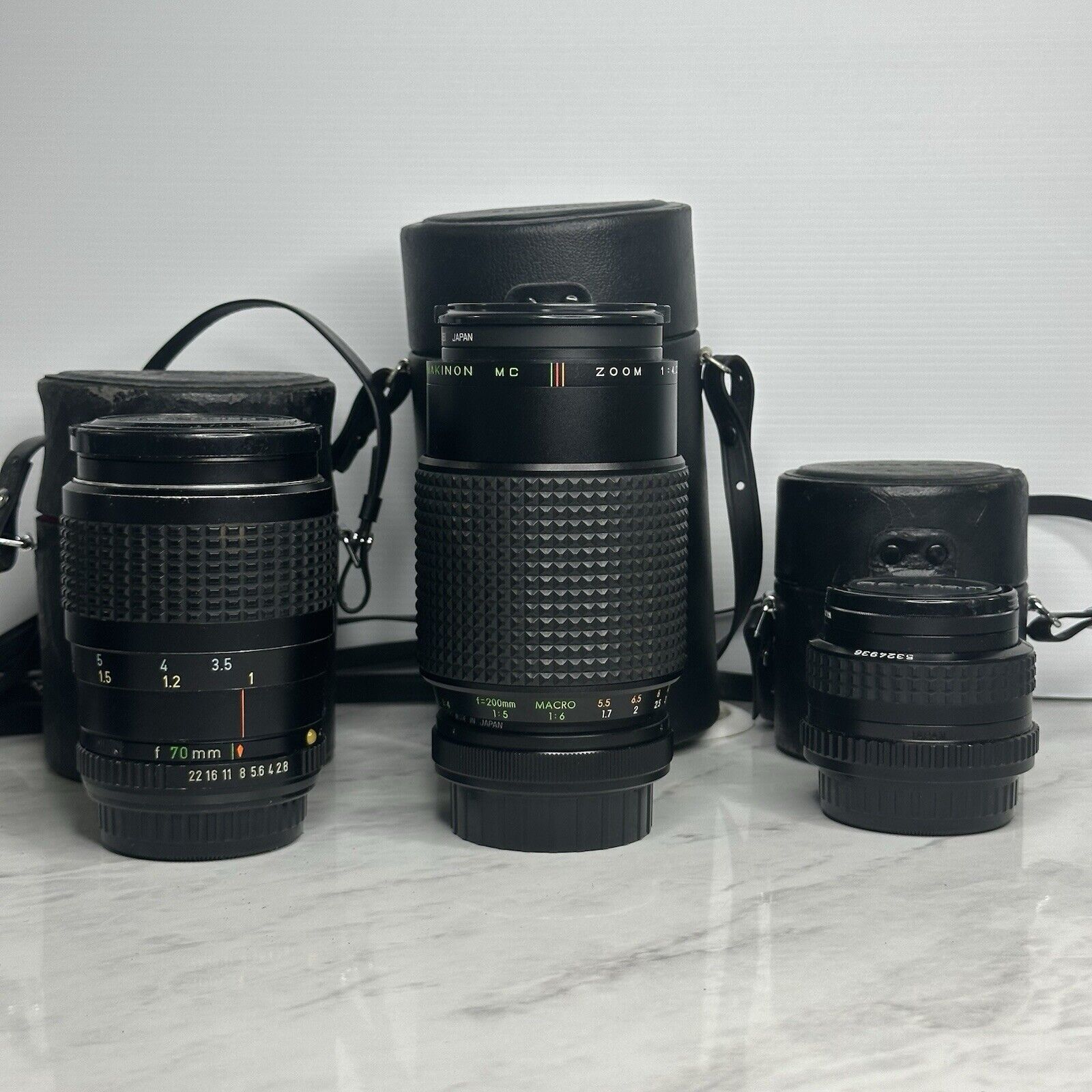 Pentax K1000 Black Silver 35mm Film Camera + 3 Lenses