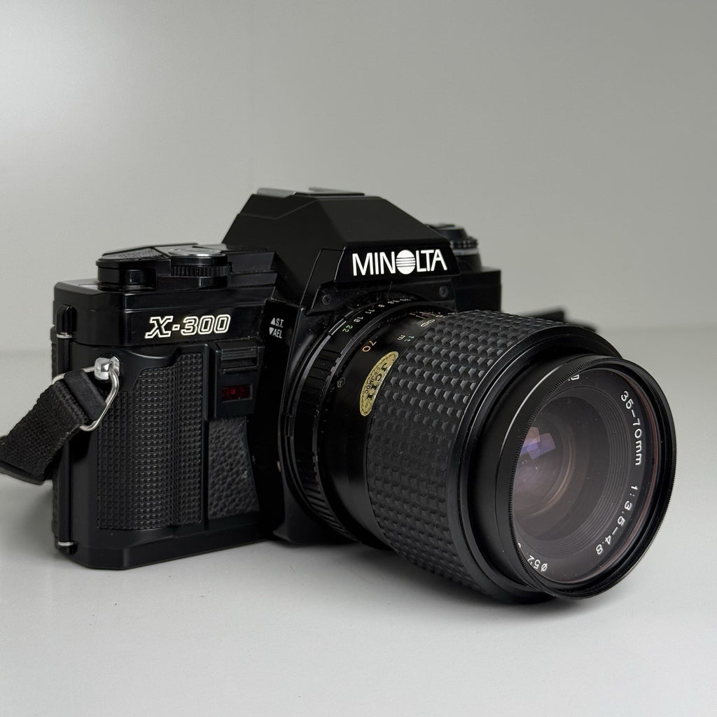 Minolta X-300 Black 35mm Film Camera & Tokina 35-70mm Lens UNTESTED